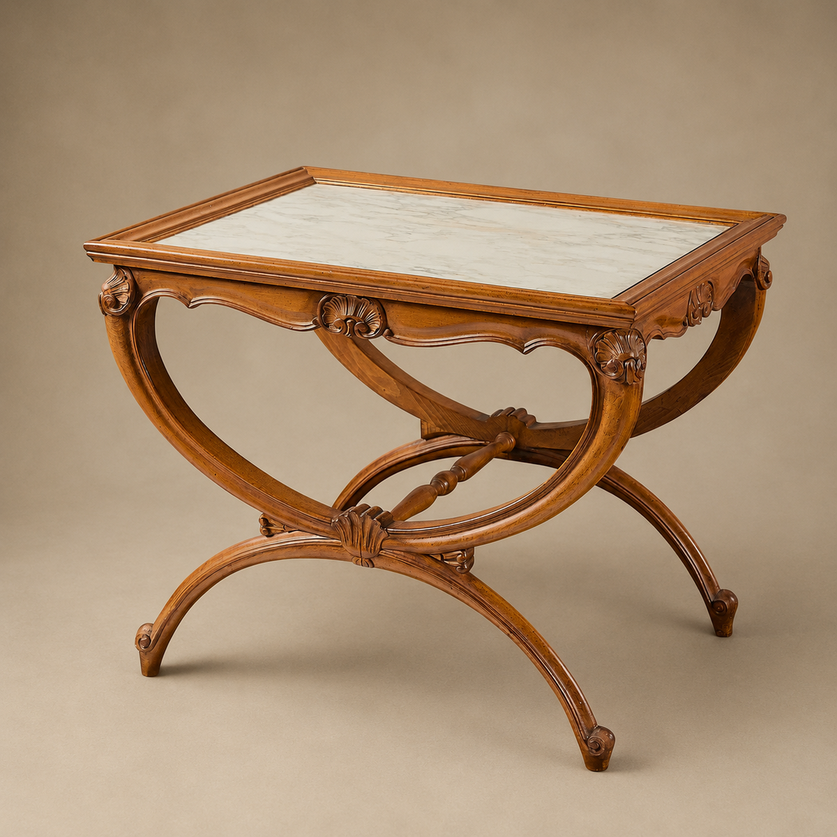 20th C regency Style wooden side table with marble