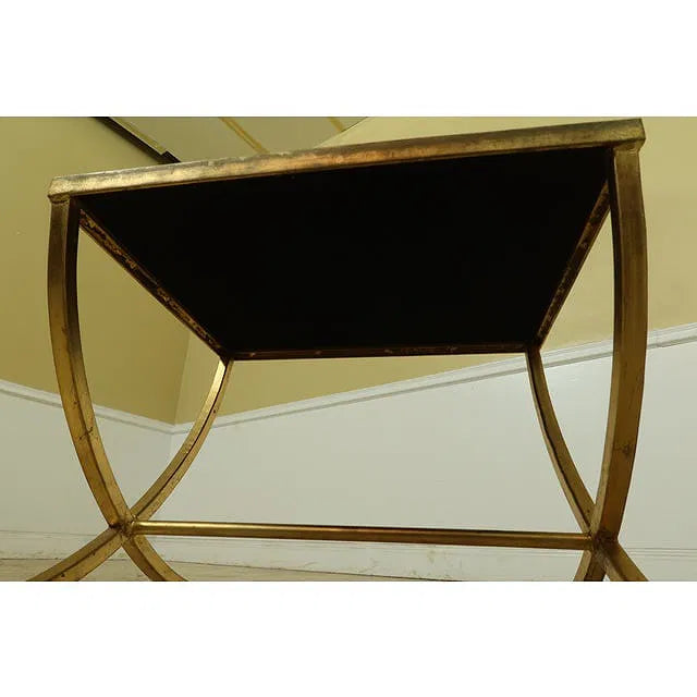 Regency-Style Gilt Iron Base Mirror-Top Table
