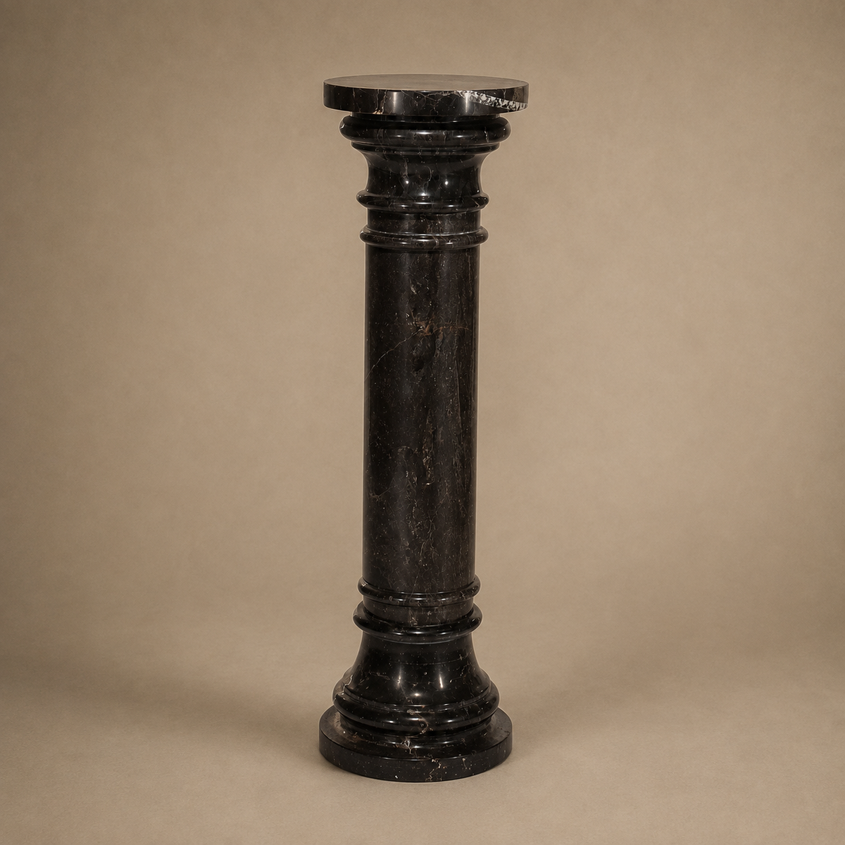 Antique Neoclassical Black Marble Sculpture Pedestal C1890