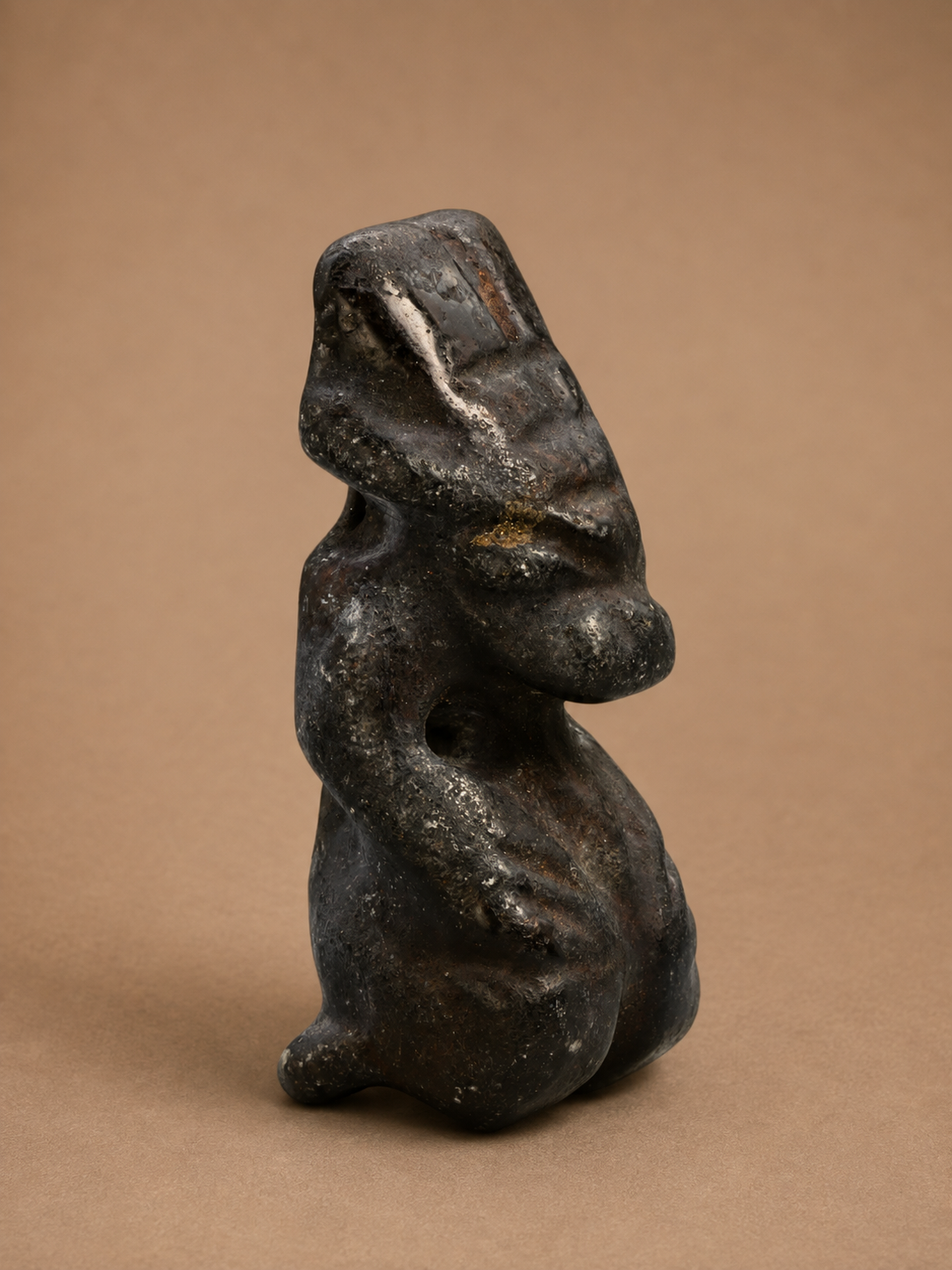 Antique Eastern Stone Fertility Effigy Figurine with Rounded Form, c 18th-19th Centure