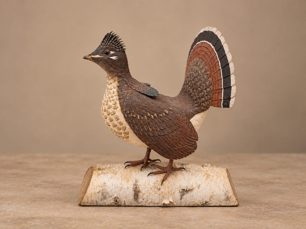 Hand Carved Ruffed Grouse By Artist Bill Gier