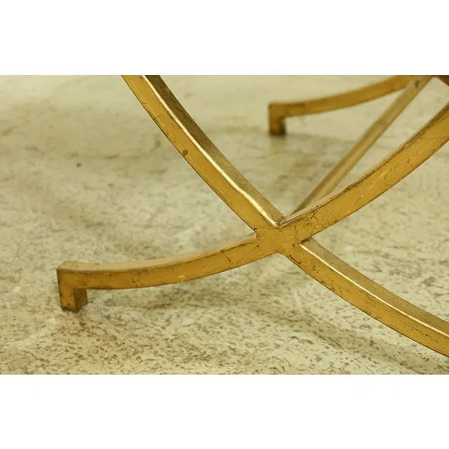 Regency-Style Gilt Iron Base Mirror-Top Table