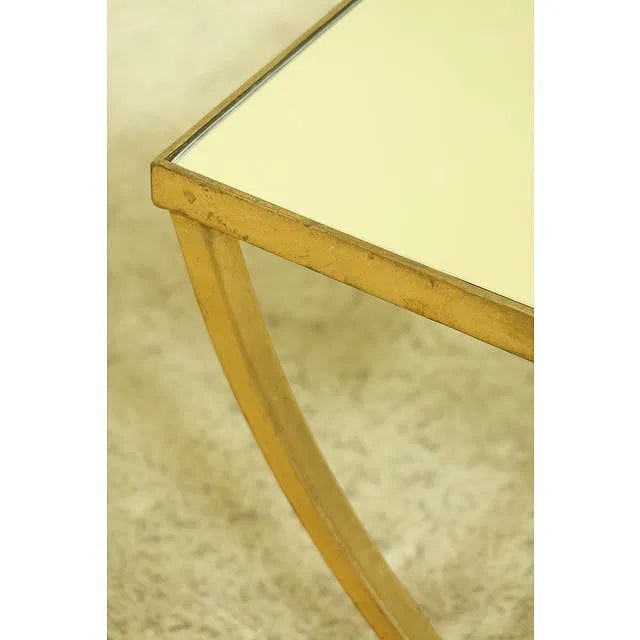 Regency-Style Gilt Iron Base Mirror-Top Table