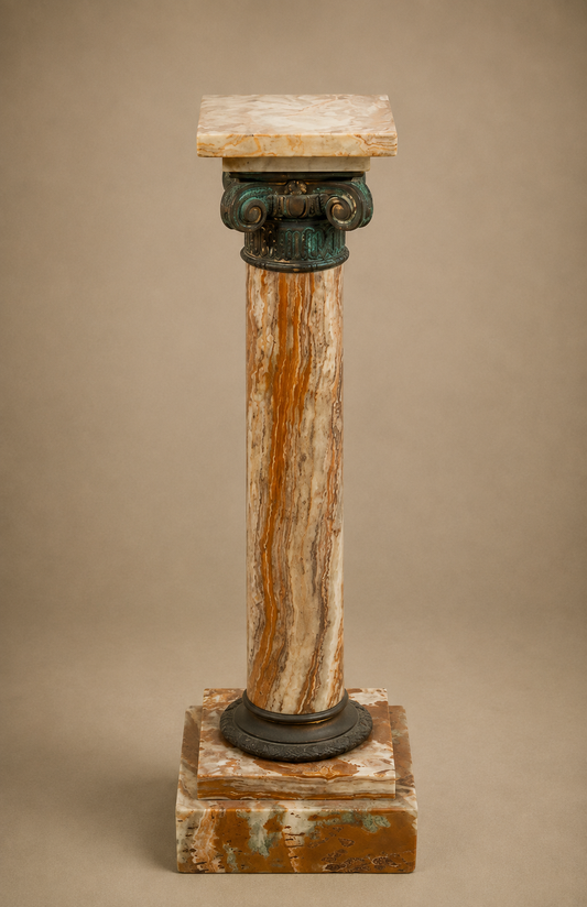 French gilt metal mounted alabaster pedestal