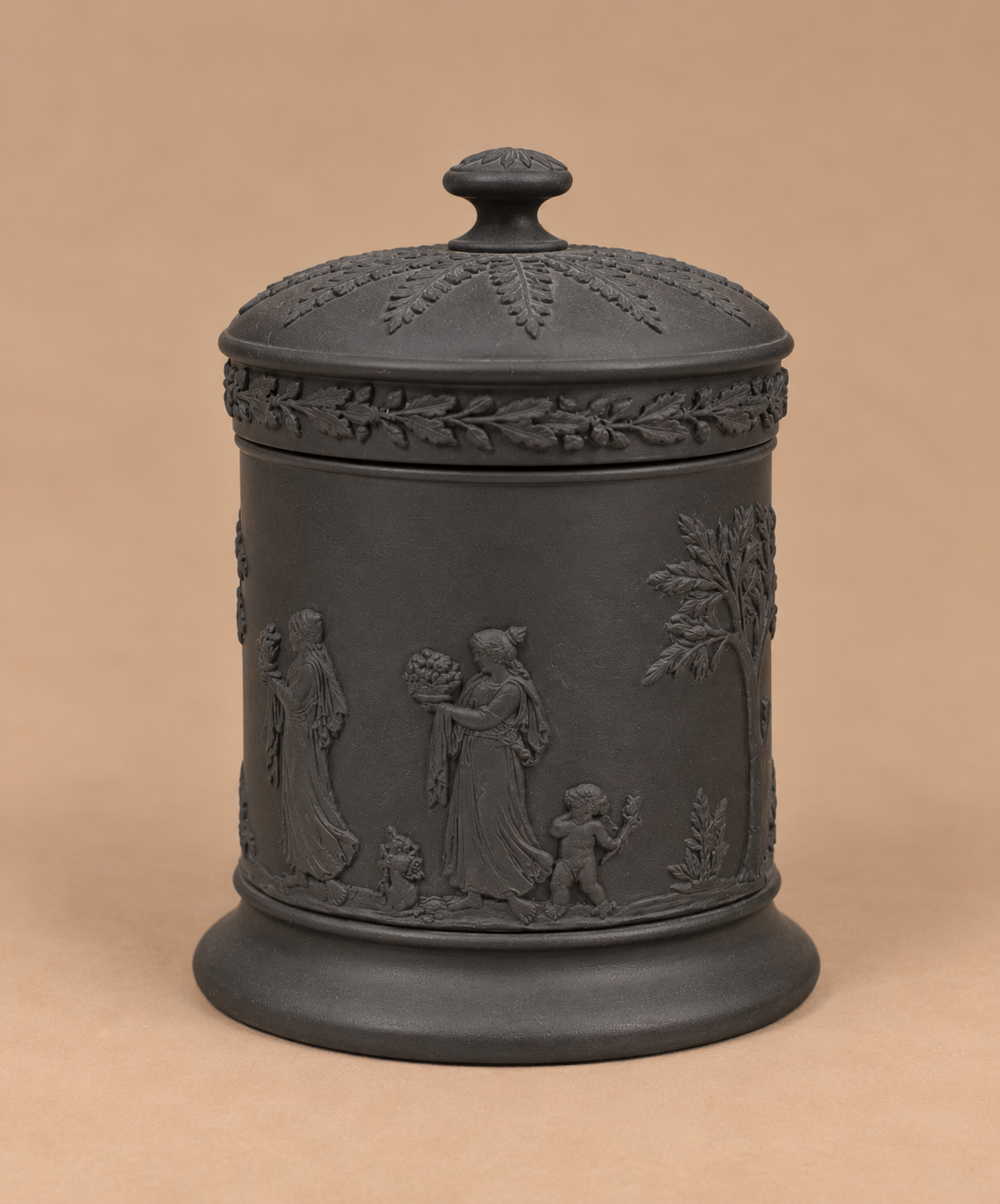 Wedgwood Tea caddy having scene of maidens