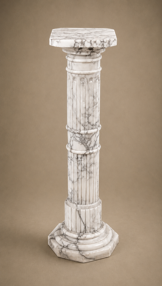 Italian Veined White alabaster pedestal