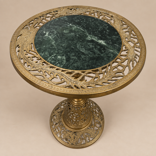 Green Marble And Brass Antique Ventriculated Victorian Asian Tea Drink Table