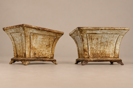 19th c. French Cast Iron Pagoda Form Jardinieres