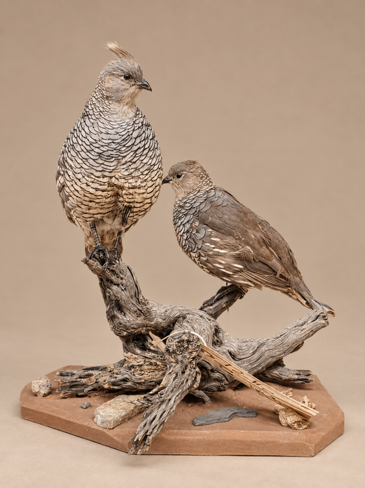 Pair Of Blue Scale Quail Full Body Bird Taxidermy