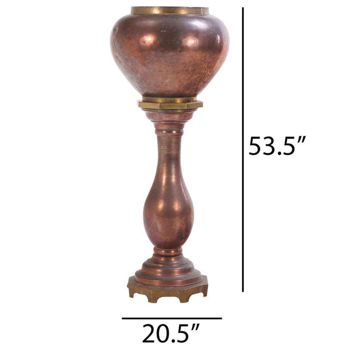 Monumental French Copper Jardinière on Pedestal, circa 1960