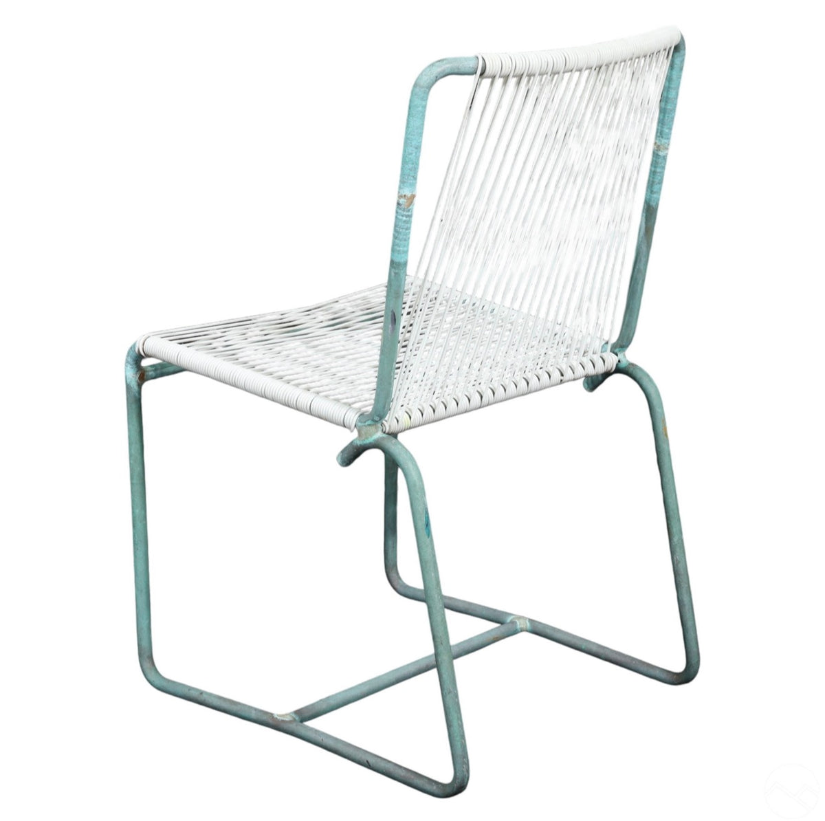 Walter Lamb for Brown Jordan Bronze Dining Chairs, Pair, and footstool