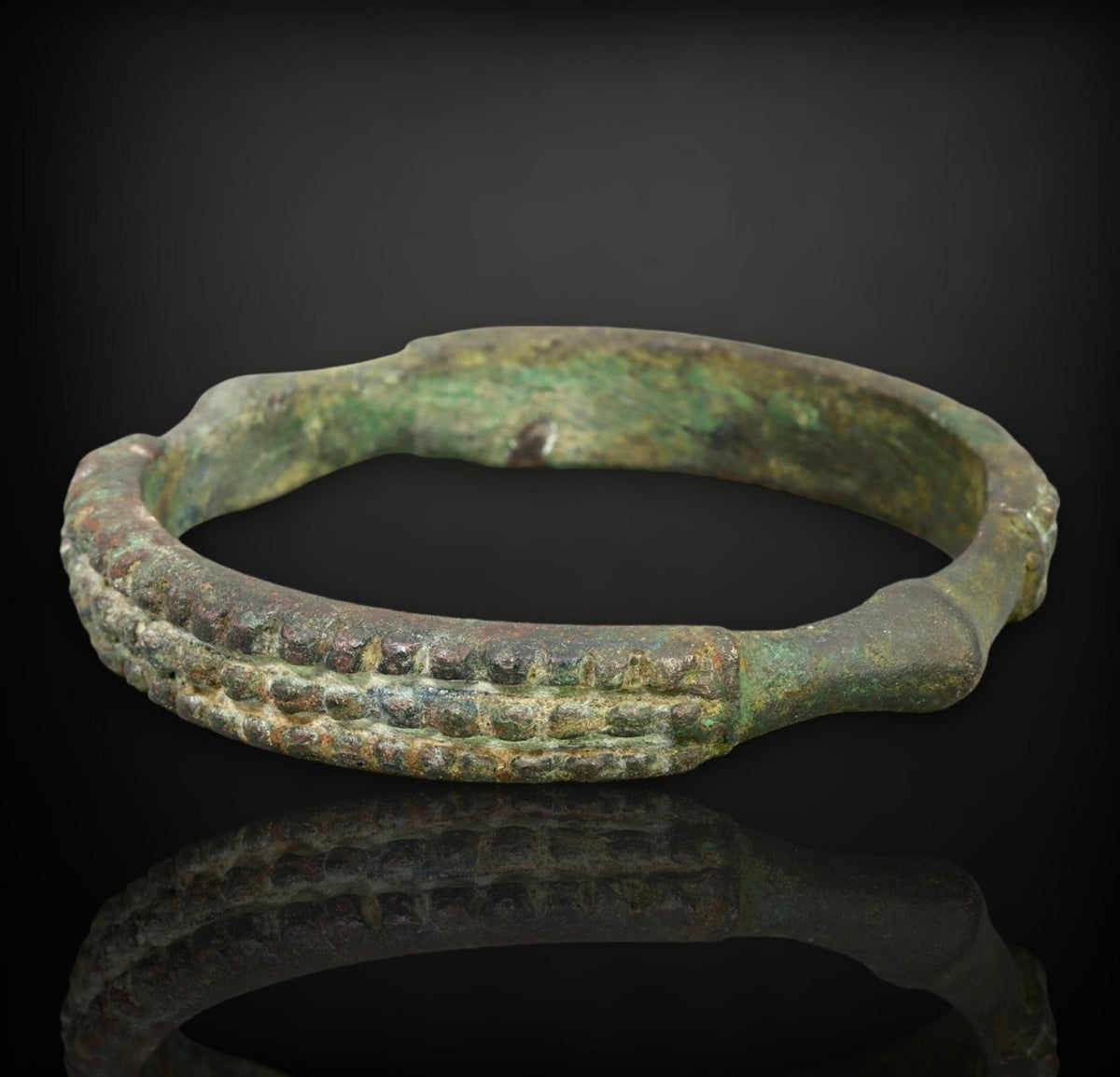 Ancient Djenne Bronze Currency Bracelet - West African, 12th-15th Century, Remarkable Tribal Design