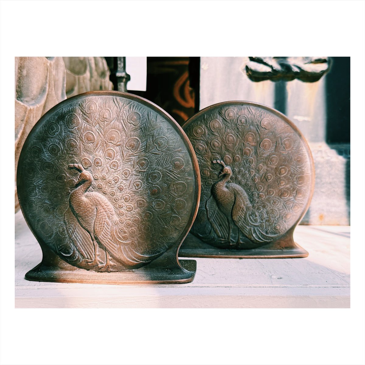 Zachary J. Westall Studios pair of bronzed cast iron book ends