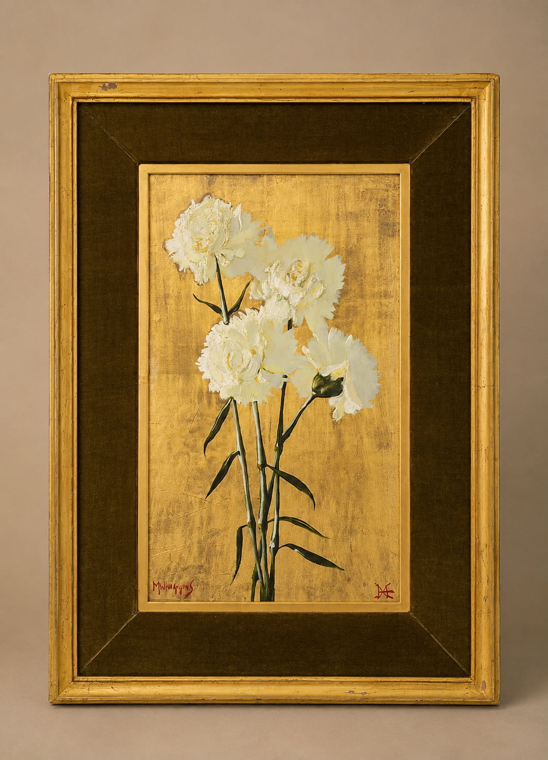 M. W. Huggins Floral Still Life oil on Masonite
