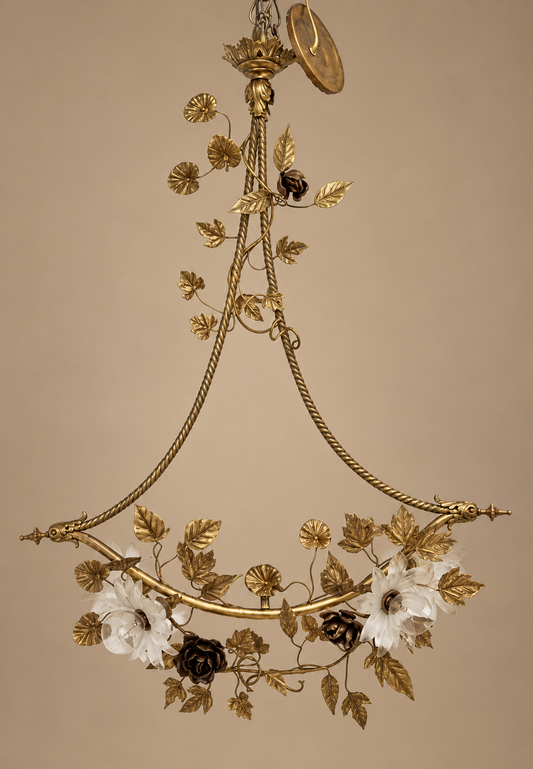 Belle Epoque Style Floriform Brass Chandelier