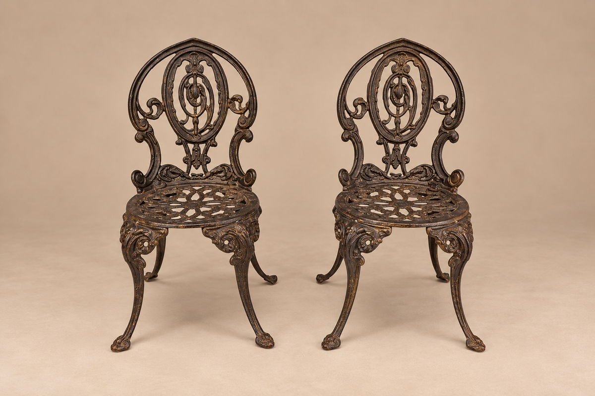 Pair of Victorian Cast-Iron Garden Chairs