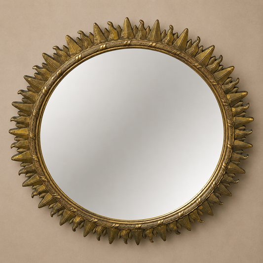 1940s French Modern Giltwood Sunburst Mirror